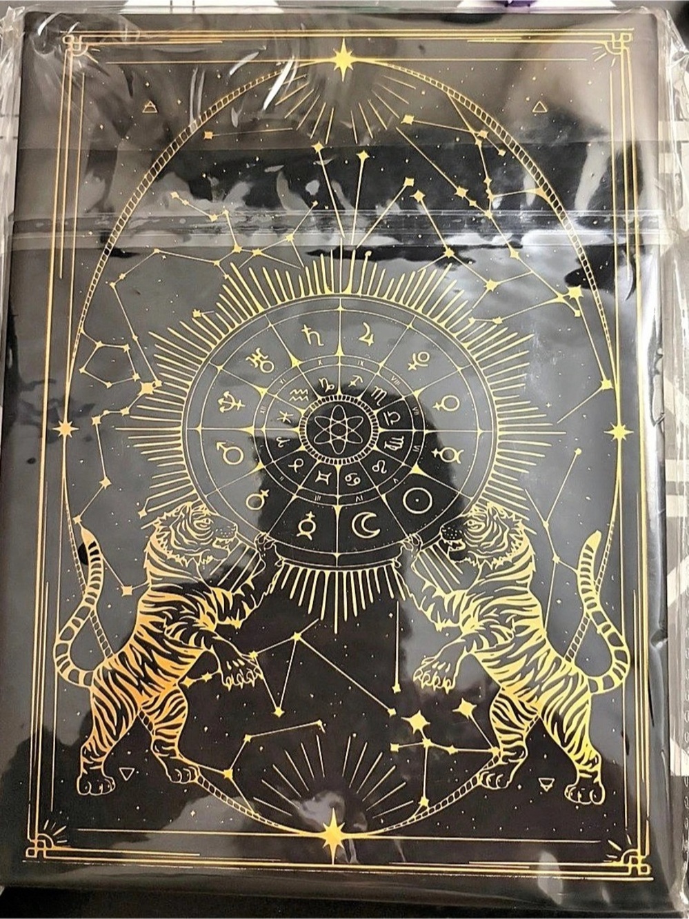 Garden Alchemy Journal Black & Gold Zodiac Tiger Art Print NWT